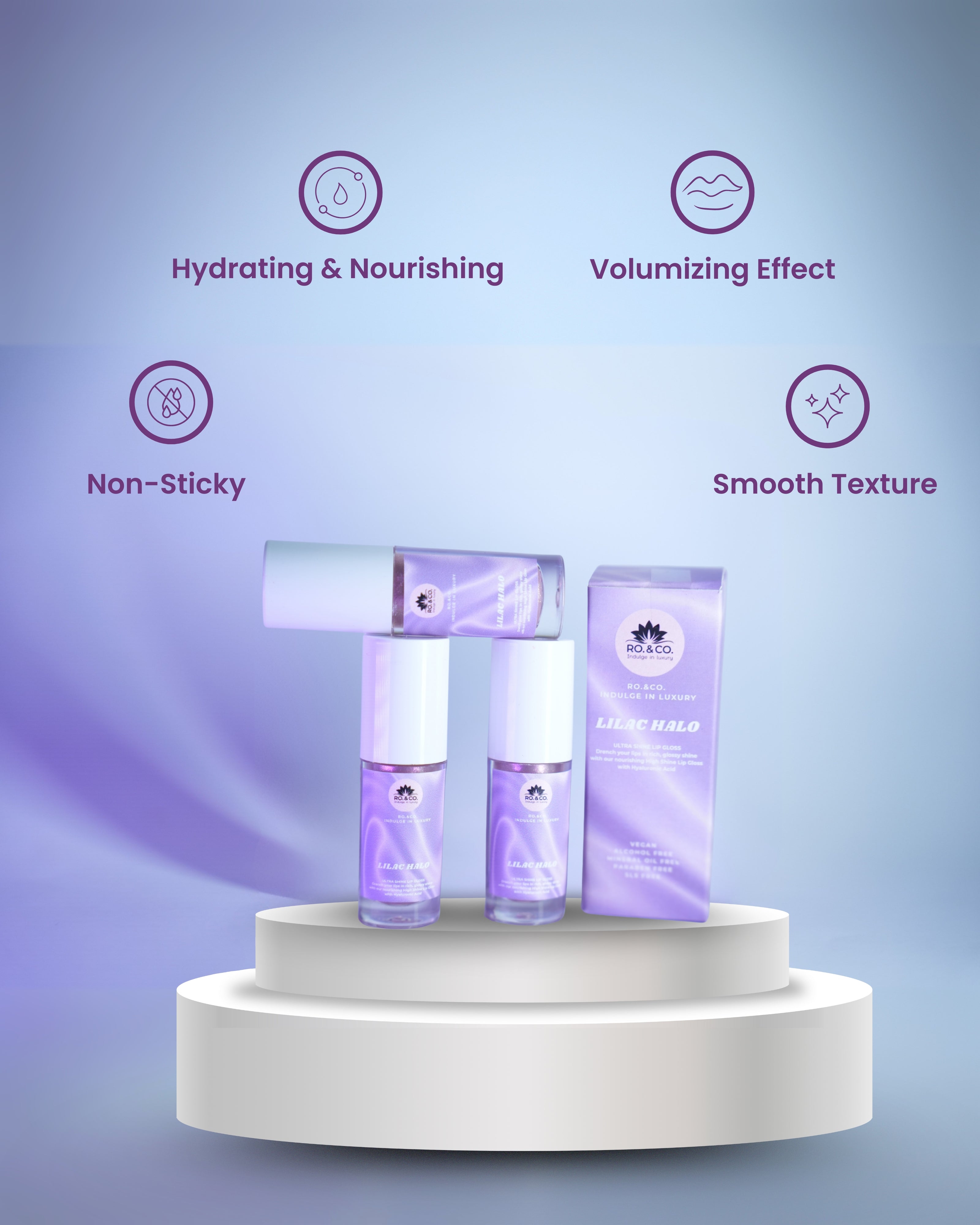 Lilac Halo Lip Gloss- Ultra Shine Lip Gloss with Hyaluronic Acid