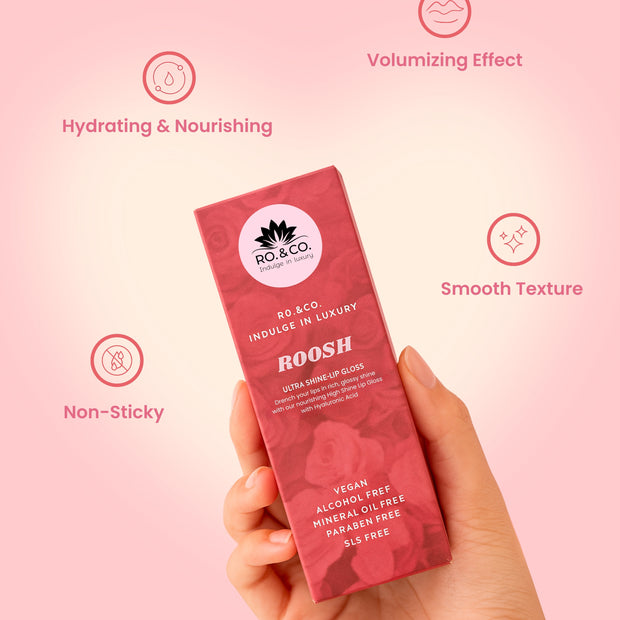 Roosh Lip Gloss- Ultra Shine Lip Gloss with Hyaluronic Acid