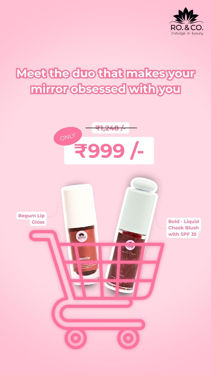 Glossy lips + Bold cheeks       (BOLD DUO)