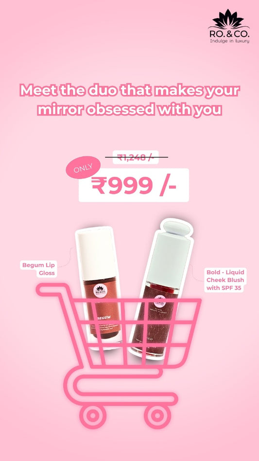 Glossy lips + Bold cheeks       (BOLD DUO)